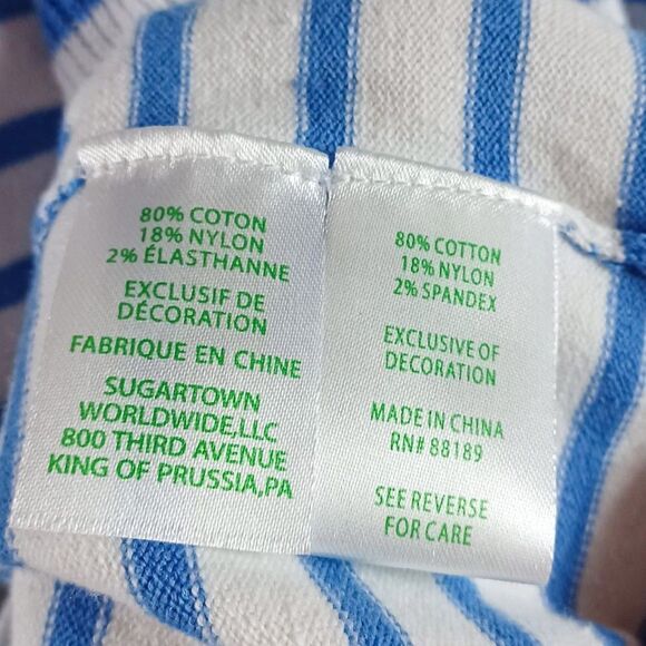 Lilly Pulitzer Top Sz S Blue White Coastal Stripe Ruffle Long Sleeve Preppy Top - Picture 8 of 9